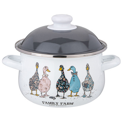 Кастрюля эмалированная с эмал.крышкой серия "FAMILY FARM", 2.0 л, 18*11 см AGNESS 934-621