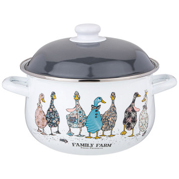 Кастрюля эмалированная с эмал.крышкой серия "FAMILY FARM", 3.6 л, 22*13 см AGNESS 934-623