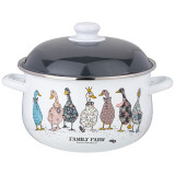 Кастрюля эмалированная с эмал.крышкой серия "FAMILY FARM", 5.0 л, 24*14 см AGNESS 934-624