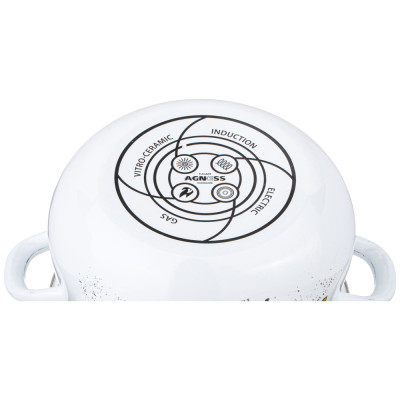 Кастрюля эмалированная с эмал.крышкой серия "FAMILY FARM", 5.0 л, 24*14 см AGNESS 934-624-2