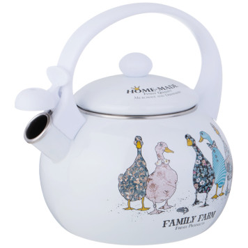 Чайник эмалированный со свистком серия "FAMILY FARM", 2,2л, индукционное дно AGNESS 934-628-1