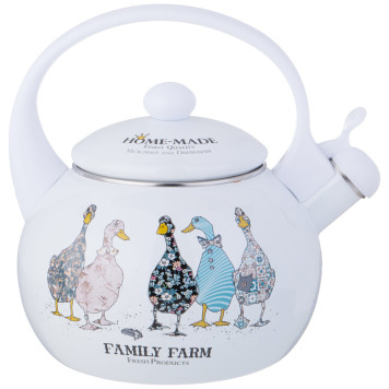 Чайник эмалированный со свистком серия "FAMILY FARM", 2,2л, индукционное дно AGNESS 934-628-2