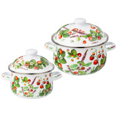 Набор кастрюль эмалированных серия "ФРУКТОВАЯ КОРЗИНА", 4пр. 1,5л и 2,8л, 16х10см, 20х12см AGNESS 934-701