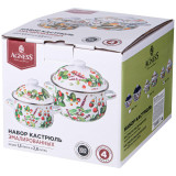 Набор кастрюль эмалированных серия "ФРУКТОВАЯ КОРЗИНА", 4пр. 1,5л и 2,8л, 16х10см, 20х12см AGNESS 934-702