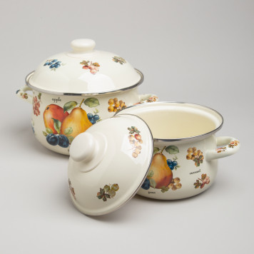 Набор кастрюль эмалированных серия "ФРУКТЫ", 4пр. 1,5л и 2,8л, 16х10см, 20х12см AGNESS 934-703-1