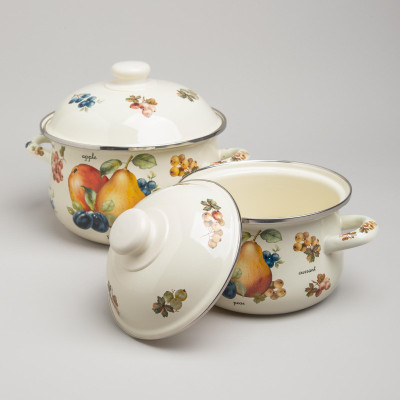 Набор кастрюль эмалированных серия "ФРУКТЫ", 4пр. 1,5л и 2,8л, 16х10см, 20х12см AGNESS 934-703-1