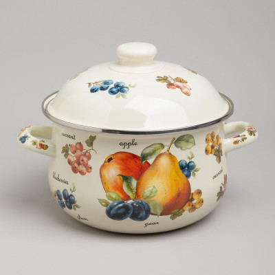 Набор кастрюль эмалированных серия "ФРУКТЫ", 4пр. 1,5л и 2,8л, 16х10см, 20х12см AGNESS 934-703-3