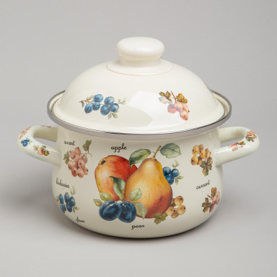 Набор кастрюль эмалированных серия "ФРУКТЫ", 4пр. 1,5л и 2,8л, 16х10см, 20х12см AGNESS 934-703-6