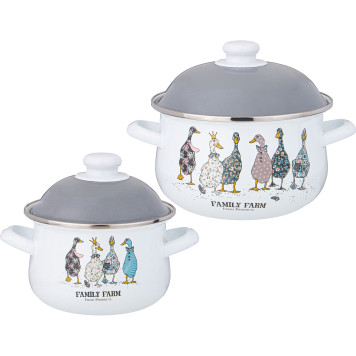 Набор кастрюль эмалированных серия "FAMILY FARM", 4пр. 1,5л и 2,8л, 16х10см, 20х12см AGNESS 934-718