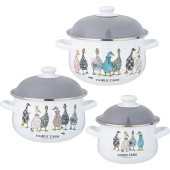 Набор кастрюль эмалированных серия "FAMILY FARM", 6пр. 1,5/2,8/3,6л, 16х10/20х12/22х13см AGNESS 934-720