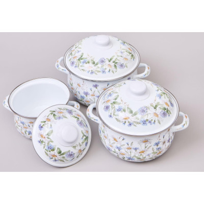 Набор кастрюль эмалированных серия "SENTIMENT", 6пр. 1,5/2,8/3,6л, 16х10/20х12/22х13см AGNESS 934-721-2