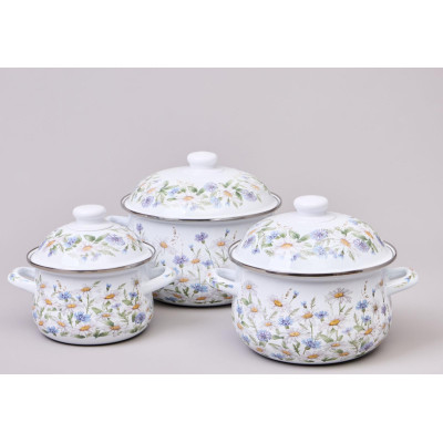 Набор кастрюль эмалированных серия "SENTIMENT", 6пр. 1,5/2,8/3,6л, 16х10/20х12/22х13см AGNESS 934-721