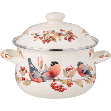 Кастрюля эмалированная с эмал.крышкой серия "СНЕГИРИ", 2.0 л, 18*11 см AGNESS 934-731