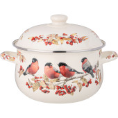 Кастрюля эмалированная с эмал.крышкой серия "СНЕГИРИ", 3.6 л, 22*13 см AGNESS 934-733