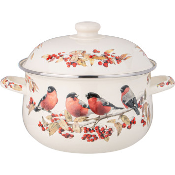 Кастрюля эмалированная с эмал.крышкой серия "СНЕГИРИ", 3.6 л, 22*13 см AGNESS 934-733