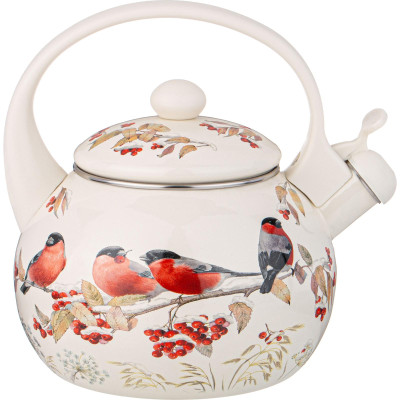 Чайник эмалированный со свистком серия "СНЕГИРИ", 2,2л, индукционное дно AGNESS 934-735-3