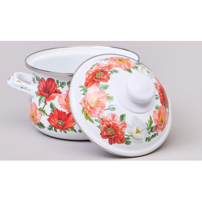 Кастрюля эмалированная с эмал.крышкой серия "МАКИ", 1.5 л, 16*10 см AGNESS 934-740-1