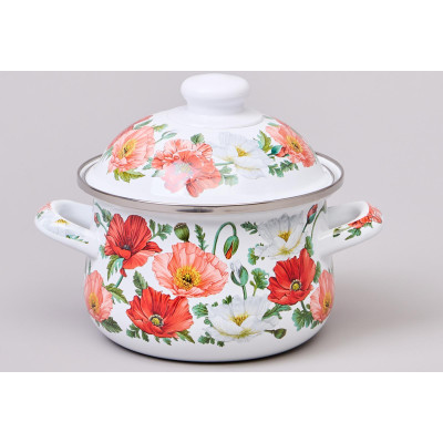 Кастрюля эмалированная с эмал.крышкой серия "МАКИ", 1.5 л, 16*10 см AGNESS 934-740