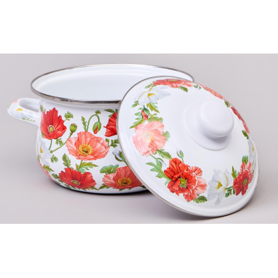 Кастрюля эмалированная с эмал.крышкой серия "МАКИ", 2.0 л, 18*11 см AGNESS 934-741-1