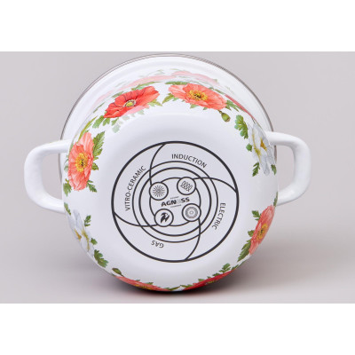 Кастрюля эмалированная с эмал.крышкой серия "МАКИ", 2.0 л, 18*11 см AGNESS 934-741-3