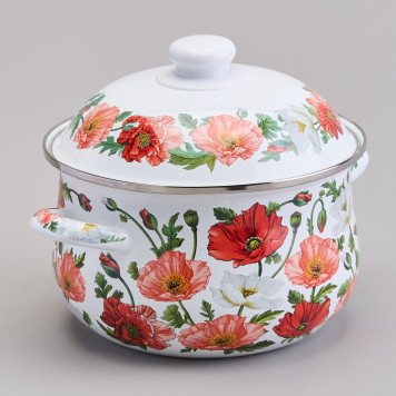 Кастрюля эмалированная с эмал.крышкой серия "МАКИ", 2.8 л, 20*12 см AGNESS 934-742-1