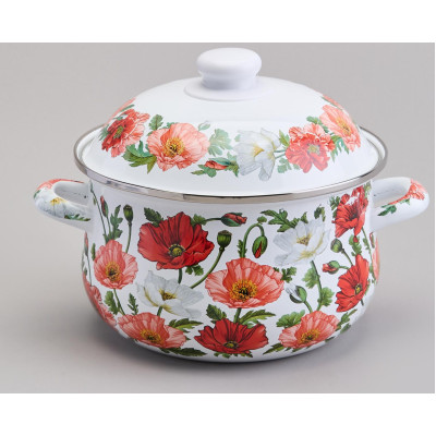 Кастрюля эмалированная с эмал.крышкой серия "МАКИ", 2.8 л, 20*12 см AGNESS 934-742