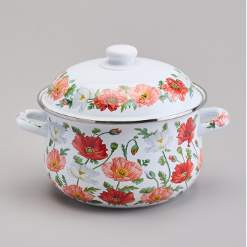 Кастрюля эмалированная с эмал.крышкой серия "МАКИ", 3.6 л, 22*13 см AGNESS 934-743