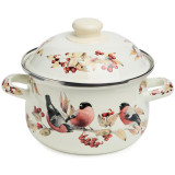 Кастрюля эмалированная с эмал.крышкой серия "СНЕГИРИ", 2.0 л, 18*11 см AGNESS 934-746