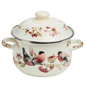 Кастрюля эмалированная с эмал.крышкой серия "СНЕГИРИ", 2.0 л, 18*11 см AGNESS 934-746