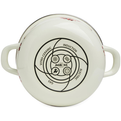 Кастрюля эмалированная с эмал.крышкой серия "СНЕГИРИ", 2.0 л, 18*11 см AGNESS 934-746-1