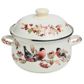 Кастрюля эмалированная с эмал.крышкой серия "СНЕГИРИ", 2.8 л, 20*12 см AGNESS 934-747