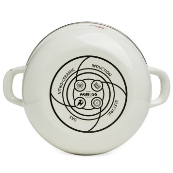 Кастрюля эмалированная с эмал.крышкой серия "СНЕГИРИ", 2.8 л, 20*12 см AGNESS 934-747-1