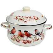 Кастрюля эмалированная с эмал.крышкой серия "СНЕГИРИ", 3.6 л, 22*13 см AGNESS 934-748