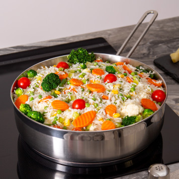 Сковорода PROFESSIONAL 28х8 см, 5 л высококачественная нерж сталь 18/10 индукционное дно AGNESS 936-326-1