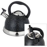 Чайник со свистком, серия "BLACK MARBLE"3,0 л и складывающейся ручкой, индукц. капсульное дно AGNESS 937-030