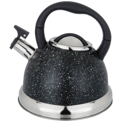 Чайник со свистком, серия "BLACK MARBLE"3,0 л и складывающейся ручкой, индукц. капсульное дно AGNESS 937-030-1