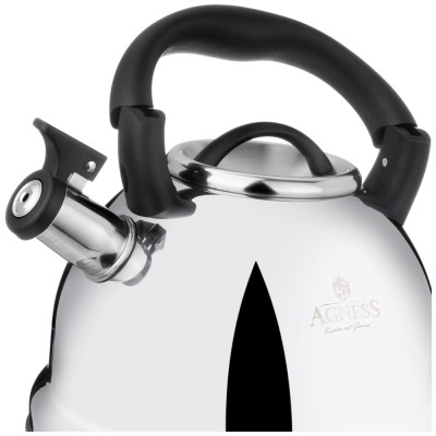 Чайник со свистком, 3,0 л и складывающейся ручкой AGNESS 937-033-2