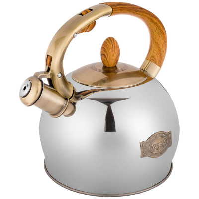 Чайник со свистком, серия МОНБЛАН, 3,0 л термоаккумулир. дно, сталь 18/10, индукция (кор=6шт) AGNESS 937-831-1