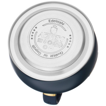 Чайник со свистком, 3л c индукцион. капсульным дном цвет: ночной синий AGNESS 937-841-2