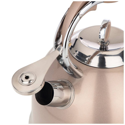 Чайник со свистком, 3л c индукцион. капсульным дном цвет:шампань AGNESS 937-851-1