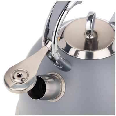 Чайник со свистком, 3л c индукцион. капсульным дном цвет: серый AGNESS 937-852-1