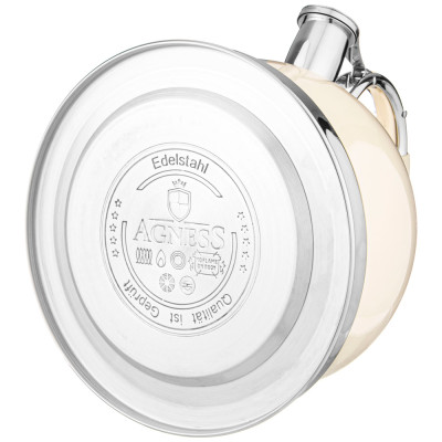 Чайник со свистком, 3л c индукцион. капсульным дном цвет: молочный AGNESS 937-853-2