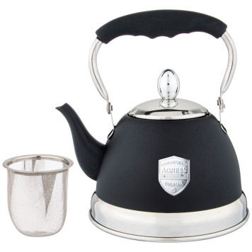 Чайник с фильтром, 1,0 л c индукцион. капсульным дном и складывающейся ручкой цвет: черный AGNESS 937-873-1