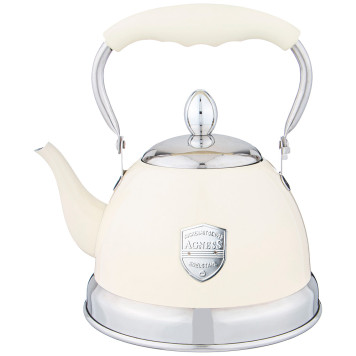 Чайник с фильтром, 1,0 л c индукцион. капсульным дном и складывающейся ручкой цвет: кремовый AGNESS 937-874