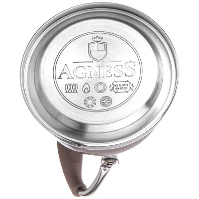 Чайник с фильтром, 1,0 л c индукцион. капсульным дном и складывающейся ручкой цвет: шоколад AGNESS 937-875-2