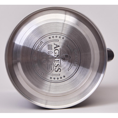 Чайник 3,0 л со свистком и складывающейся ручкой, индукционное капсульное дно AGNESS 937-912-5