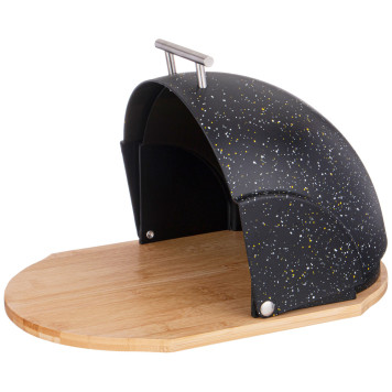 Хлебница "BLACK MARBLE" деревянная с пластиковой крышкой, 36*26*20 см (кор=4шт.) AGNESS 938-013-1