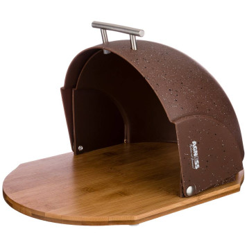 Хлебница "ШОКОЛАД" деревянная с пластик. крышкой 36*26*20 см (кор=4шт.) AGNESS 938-051-1