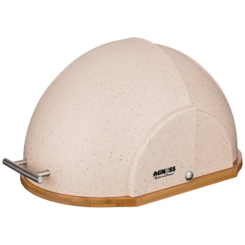 Хлебница "АРКТИК" деревянная с пластиковой крышкой, 36*26*20 см (кор=4шт.) AGNESS 938-052