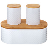 Хлебница 33,8х18х12см с 2-мя банками д/сып. прод. d10см, h11см, white AGNESS 938-075